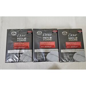 Dove Men Care Deep Clean Exfoliating 3-in-1‎ Bar Soap 2 Pack 7.5 oz Lot of 3